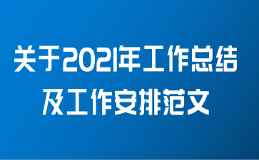 关于2021年工作总结及工作安排范文