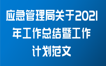 应急管理局关于2021年工作总结暨工作计划范文